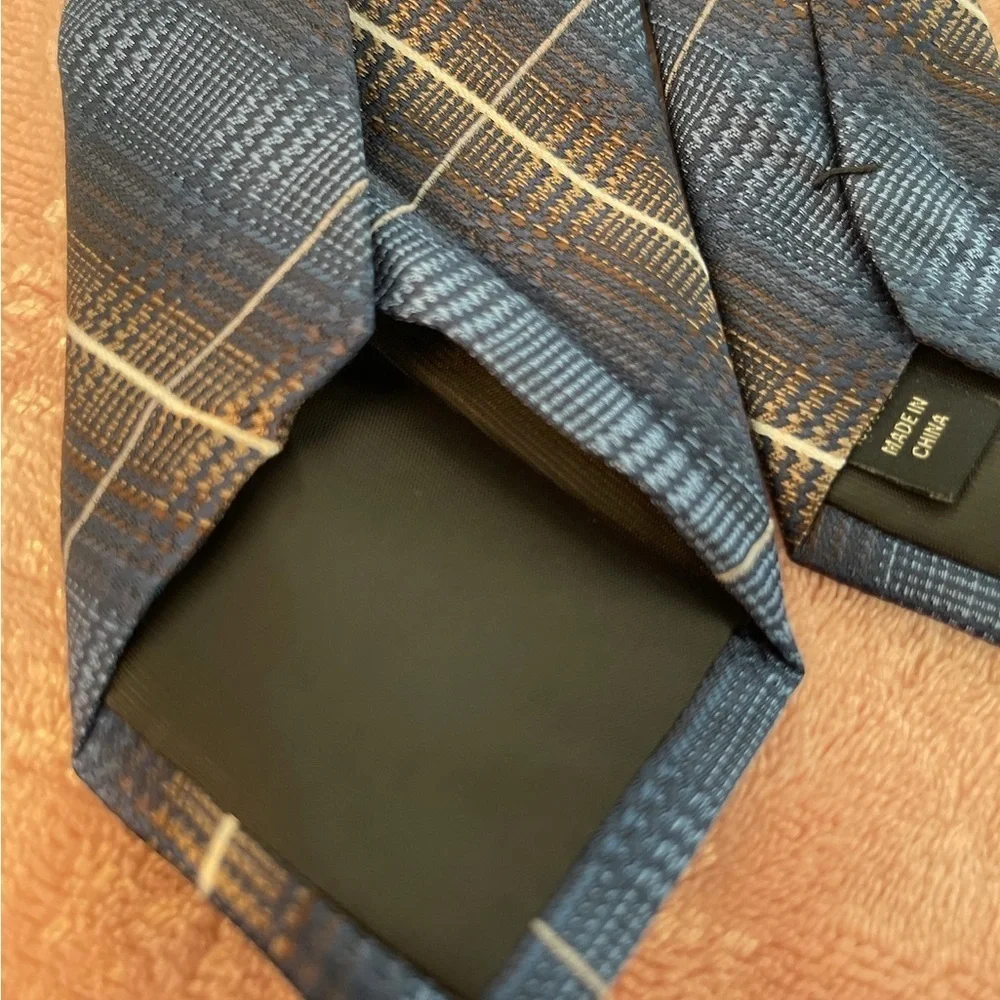 Pronto Uomo Blue and Brown Plaid Tie
